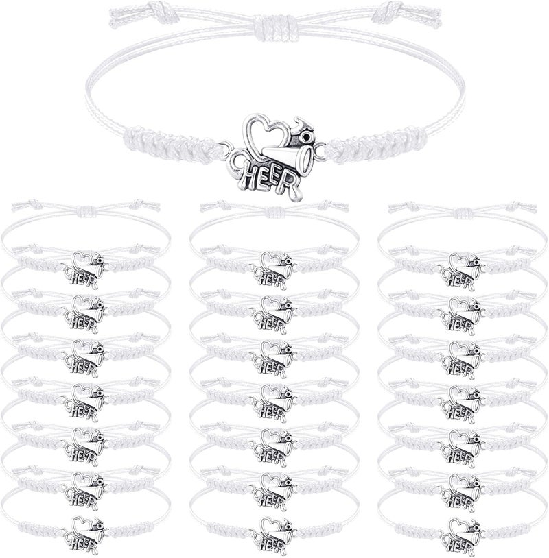 Rtteri 20 Pcs Cheerleader Gifts Cheer Bracelet Girls Charm Bracelet Adjustable Cheerleader Gifts For Cheer Team Jewelry Accessories Bulk - Image 1